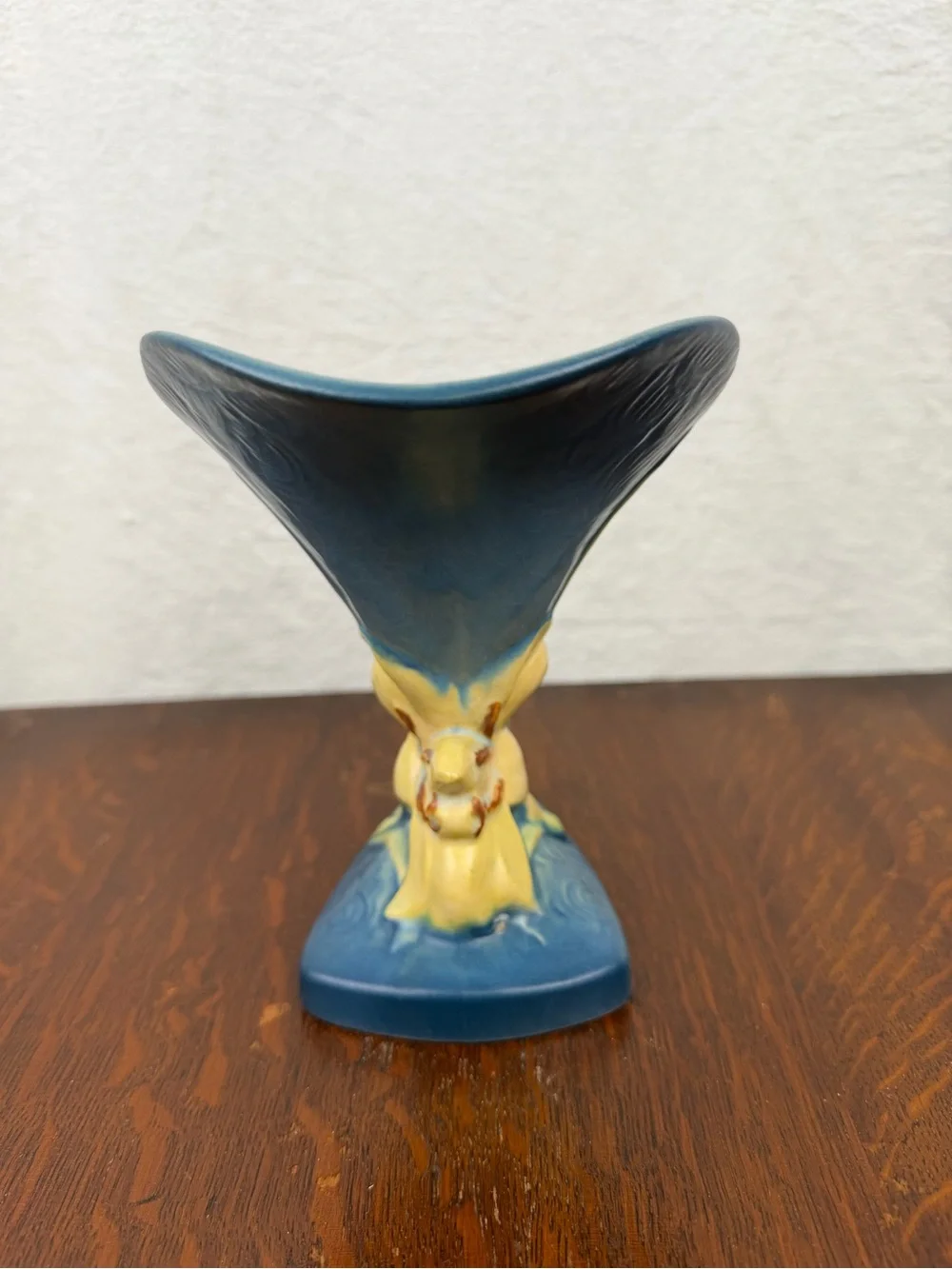 Vintage Roseville Zephyr Lily 203-6 Blue Cornucopia Vase 1946 Art Pottery